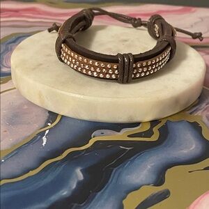 leather cuff bangle adjustable bracelet